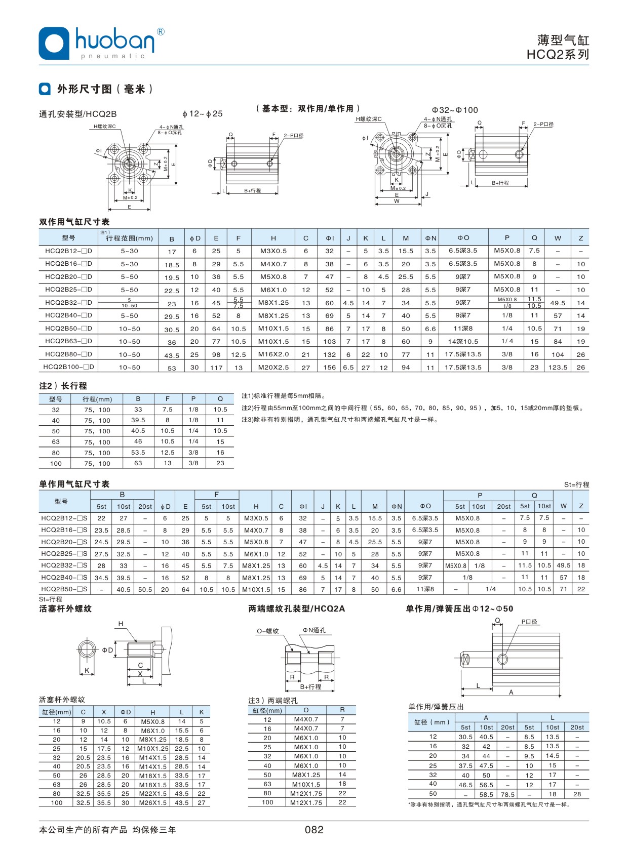 HCQ2薄型气缸，标准型